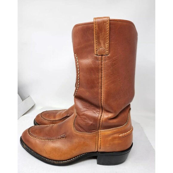 Vintage Nitro Tan Leather Western Cowboy Stitched Boot Men 8 Steel Toe Insulated - Picture 5 of 11